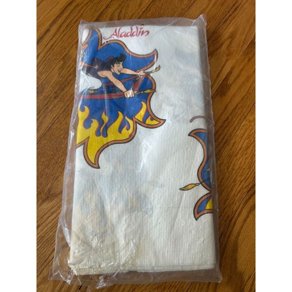 Vintage 90'S Disney Aladdin Birthday Party Supplies Paper Tablecloth 1992 NOS - Picture 3 of 4